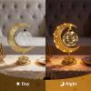 BomKra Crescent Moon Table Lamp, Gold, Metal Glass, Battery Operated, Ramadan Star Lamp, Retro Style, Bedroom Decor view 3