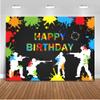 Mocsicka Paintball Backdrop Happy Birthday Party Paintball Theme Decoration Background Colorful Splash Shooting Game Happy Birthday Party Photography Background Banner (10x8ft) view 1