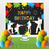 Mocsicka Paintball Backdrop Happy Birthday Party Paintball Theme Decoration Background Colorful Splash Shooting Game Happy Birthday Party Photography Background Banner (10x8ft) view 2