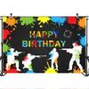 Mocsicka Paintball Backdrop Happy Birthday Party Paintball Theme Decoration Background Colorful Splash Shooting Game Happy Birthday Party Photography Background Banner (10x8ft) view 3