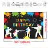 Mocsicka Paintball Backdrop Happy Birthday Party Paintball Theme Decoration Background Colorful Splash Shooting Game Happy Birthday Party Photography Background Banner (10x8ft) view 4