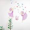 ACEZIYAN Ballet Girl Wall Stickers Pink Butterfly Flowers Wall Stickers Room Decoration Decals Cartoon Girl Wall Stickers for Bedroom, Theme Party, Garden Decoration view 4