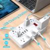 15ft Extension Cord Long Power Strip,AOFO 8 Widely-Spaced Outlets & 6 USB Ports Flat Plug Power Strip,Power Cord for Wall Mountable and Desktop White view 4
