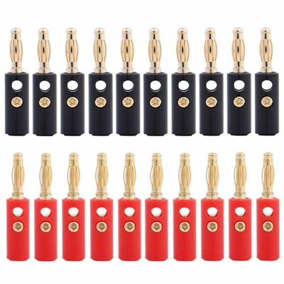 20PCS Speaker Banana Plug,4mm Gold Plated Speaker Wire Banana Plugs Connectors, Compatible with Up to 3mm Diameter of Speaker Cable