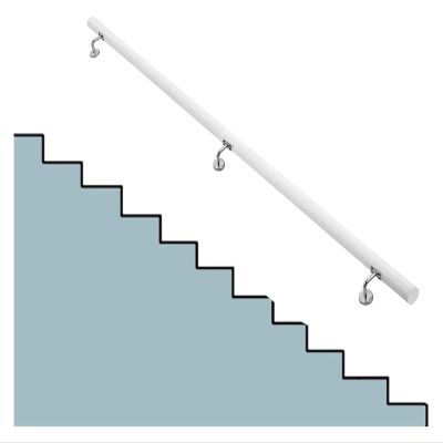 ALDEPO Grab Bars White Against The Wall Interior Step Handrail, Elderly Non-Slip Wood Stairs Grab Bar with Complete Kit, 1.6-20Ft, Outside/Garden/Loft/Ramp Banister Handrails/1.8M (Color : 2m)