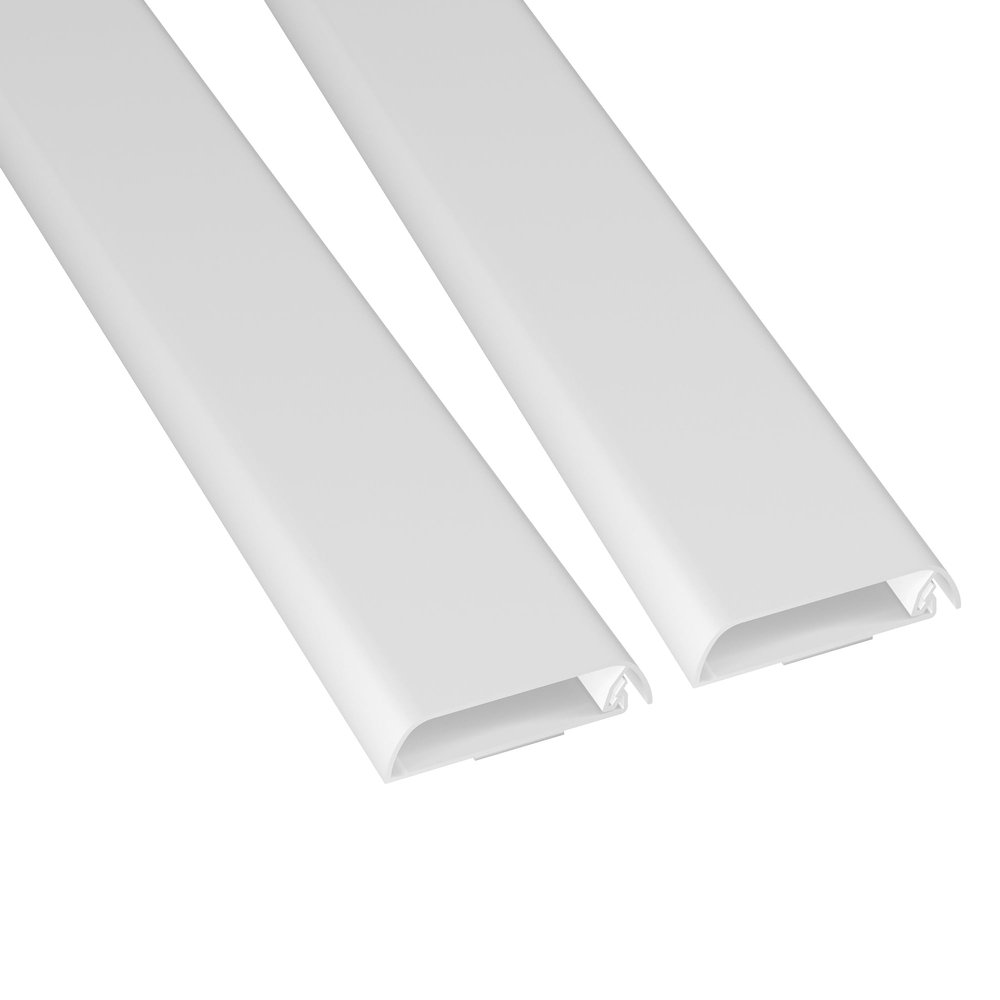 D-Line TV Wall Mount Cord Hider, Hide Mounted TV Cables, Wire Covers, Self Adhesive Cover for Cords, Paintable, Low Profile, Seamless Cable Raceway - 2X 2.36in W x 0.59in H x 15.7in L - White