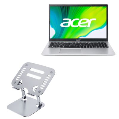BoxWave Stand and Mount Compatible with Acer Aspire 3 (A315-35) - Executive VersaView Laptop Stand, Ergonomic Adjustable Viewing Angle Metallic Riser - Metallic Silver