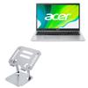 BoxWave Stand and Mount Compatible with Acer Aspire 3 (A315-35) - Executive VersaView Laptop Stand, Ergonomic Adjustable Viewing Angle Metallic Riser - Metallic Silver view 1