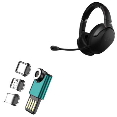 BoxWave Cable Compatible with ASUS ROG Strix Go 2.4 - MagnetoSync mini Adapter, Magnet Charging Cable USB Type-C Micro USB - Teal