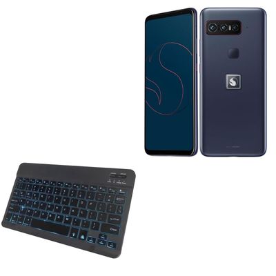 BoxWave Keyboard Compatible with ASUS Smartphone for Snapdragon Insiders - SlimKeys Bluetooth Keyboard - with Backlight, Portable Slim LED 7 Colors - Jet Black
