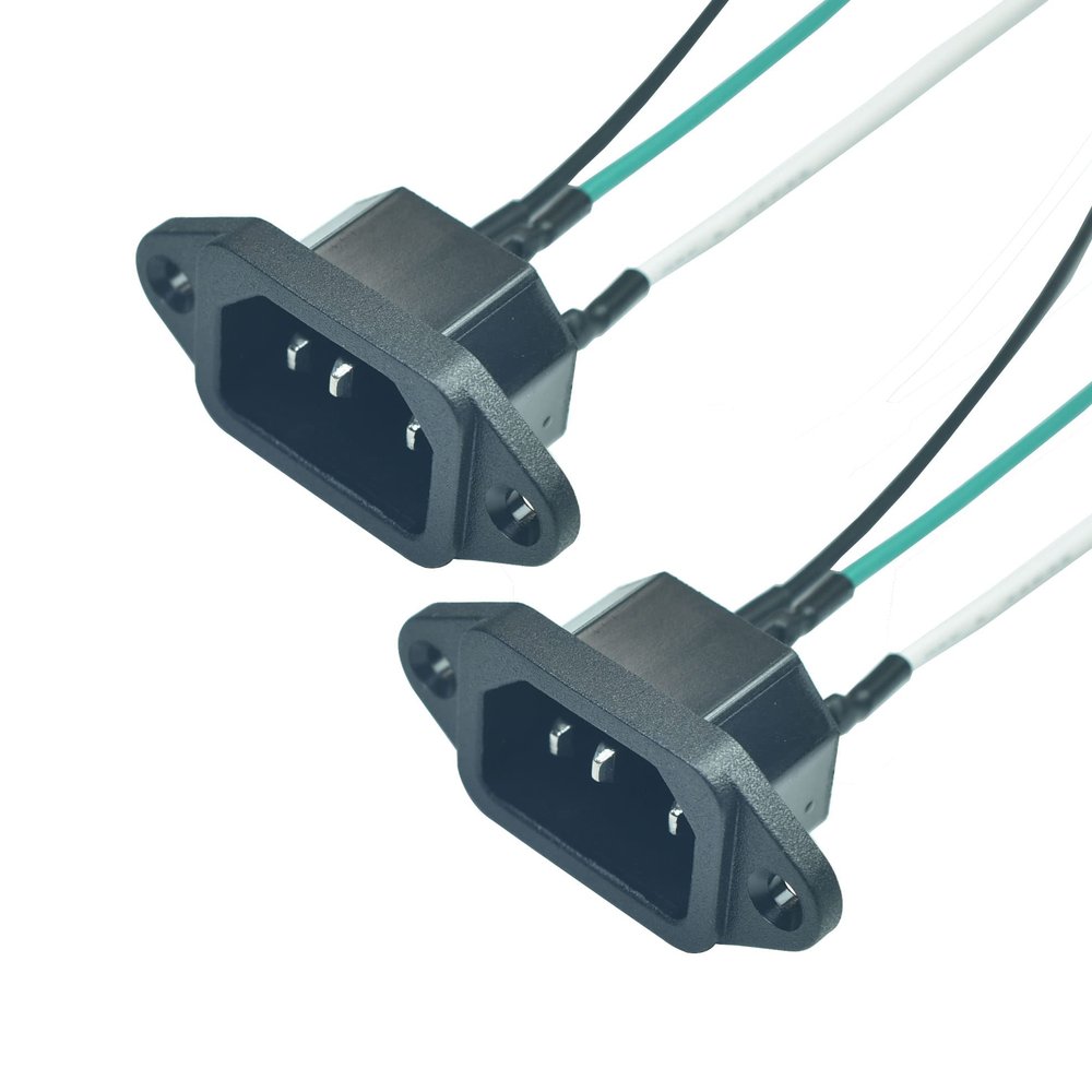 2PCS IEC 320 C14 Panel Mount Plug Adapter, AC 250V 10A 3 Pins