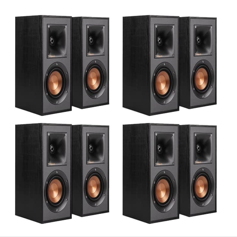 Klipsch Reference R-41M Bookshelf Speaker (4 Pairs - 8 Speakers, Black)