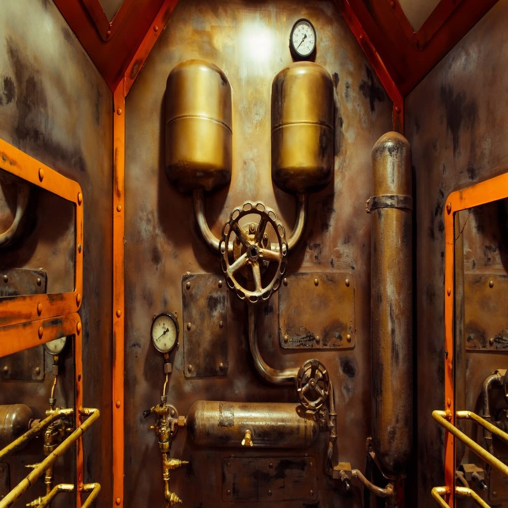 BELECO 12x10ft Fabric Retro Rusty Steampunk Photography Backdrop Industrial Steam Pipes Pressure Gauge Background Steam Machine Nostalgia Novelty Artistic Design Party Decor Wallpaper Photo Props