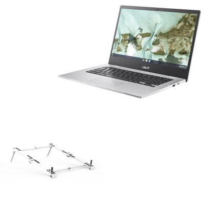 BoxWave Stand and Mount Compatible with ASUS Chromebook CX1 (CX1400) - Pocket Aluminum Stand 3-in-1, Portable Multi Angle Viewing Riser - Metallic Silver
