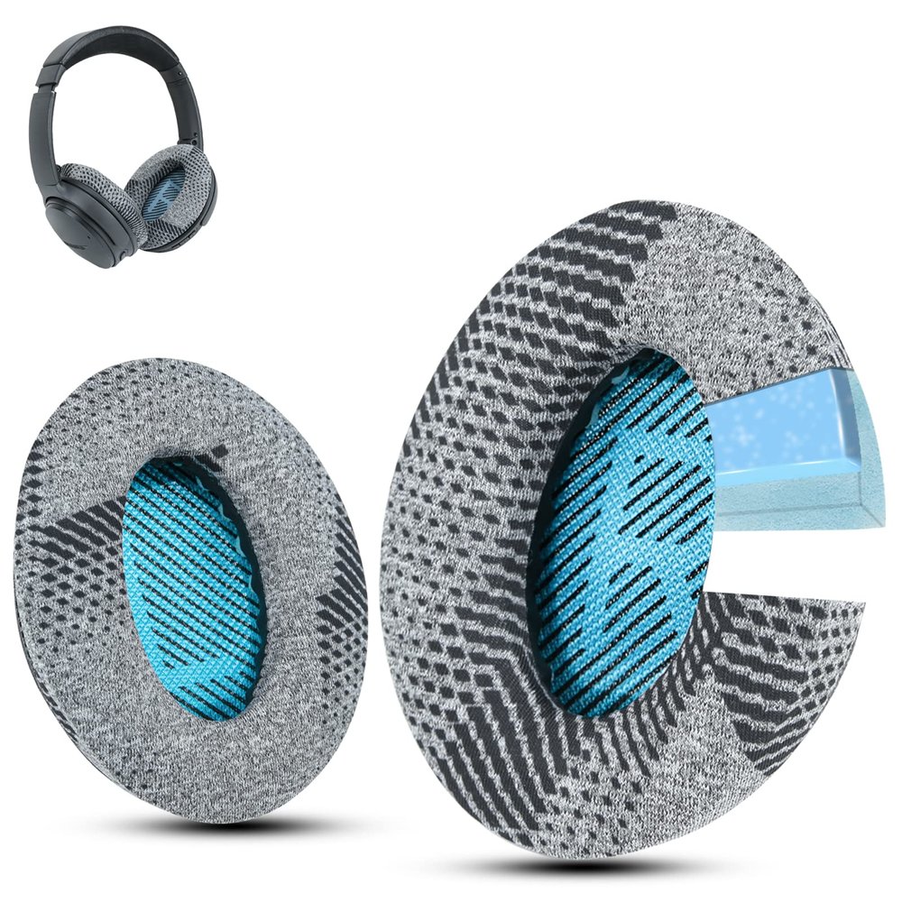 Instant-Chill Professional Bose Headphones Ear Pads, Fits Bose QuietComfort 35 ii /QC35 /QC25 /QC2 /QC15 /Ae2 /Ae2i /Ae2w /SoundTrue & SoundLink(Over-Ear), Cooling-Gel, by Krone Kalpasmos  Blue Scrim