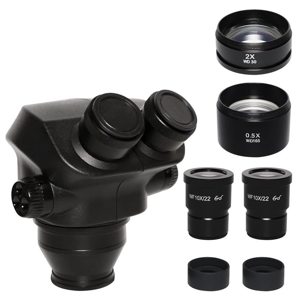 Microscope Accessories Kit Black 7X-45X 3.5X-90X Simul-Focal Binocular Microscope +0.5X 2.0X Auxiliary Lens Eyepiece Cotinuous Zoom Stereo Microscope Head Microscope Slides (Color : 3.5-90X)