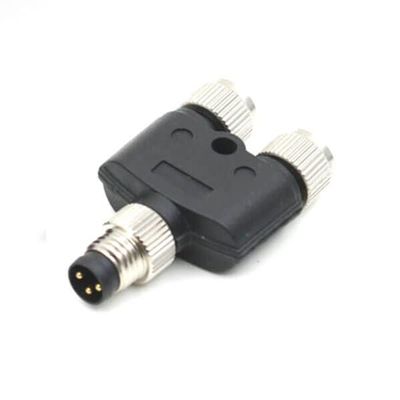 10pcs M8 Waterproof Plastic Plug Adapter 3Pin Male to Dual Female Connector