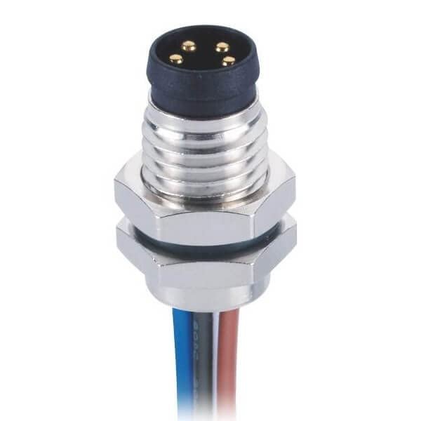 10pcs M8 A Coding Connector Rear Panel Mount Waterproof Front Mount M8 4Pin Male Socket with 1M 24AWG Wire