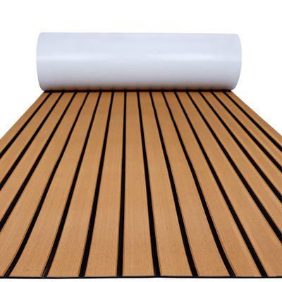 FOCEAN Boat Flooring EVA Foam Boat Decking Faux Teak Marine Flooring Marine Mat Sheet for Motorboat RV Yacht Kayak Surfboard, 94.5''x 47.2'', Brown with Black Lines