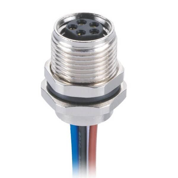 10pcs M8 Female 5Pin Connector B Coding Front Mount Solder Type with 1M 26AWG Wire