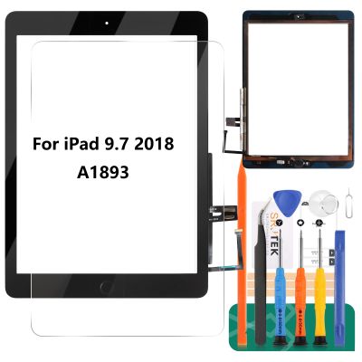 for iPad 9.7 2018 Touch Screen for iPad 6 Digitizer 6th Gen A1893 Screen Replacement A1954 Touch Glass Front Panel Sensor Installed Adhesive +Tools+Tempered Glass (with Home Button) (Black)