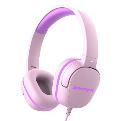 Jimonyer Kids Headphones for School, 3.5mm Jack Wired Headphones for Kids with Safe Volume Limiter, HD Stereo Sound On-Ear Girls Boys Toddler Headphone for Tablet, iPad, Kindle(Pink)
