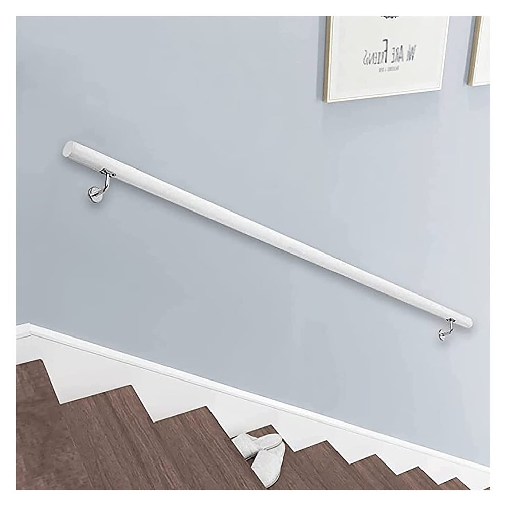ALDEPO Grab Bars White Wooden Stair Handrails with Fittings, 3M/3.6M/2M/1.2M/3.3M Wall Mounted Auxiliary Grab Bar, Anti-Slip Grab Bar/Kids/4M (Color : 5m)
