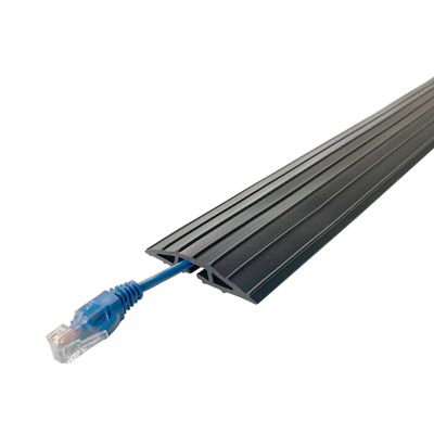 SRNSAEB 10-49 Ft Long Floor Cord Covers, Rubber Cable Raceways for Wires on Hardwood Floors, Prevent Cable Trips & Protect Wires, Easy to Cut (Color : Black, Size : 100cm (3.3ft))