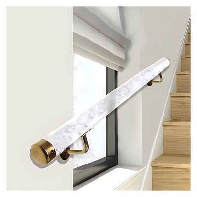 Grab Bars Wall Mounted Staircase Handrails for Elderly Disabled, Acrylic Auxiliary Grab Bar for Exterior Interior Loft, Gold Complete Kit, 1M/1.1M/1.2M/1.3M/1.4M/1.5M Long/Yellow/1.5M/4.9Ft ( Color :