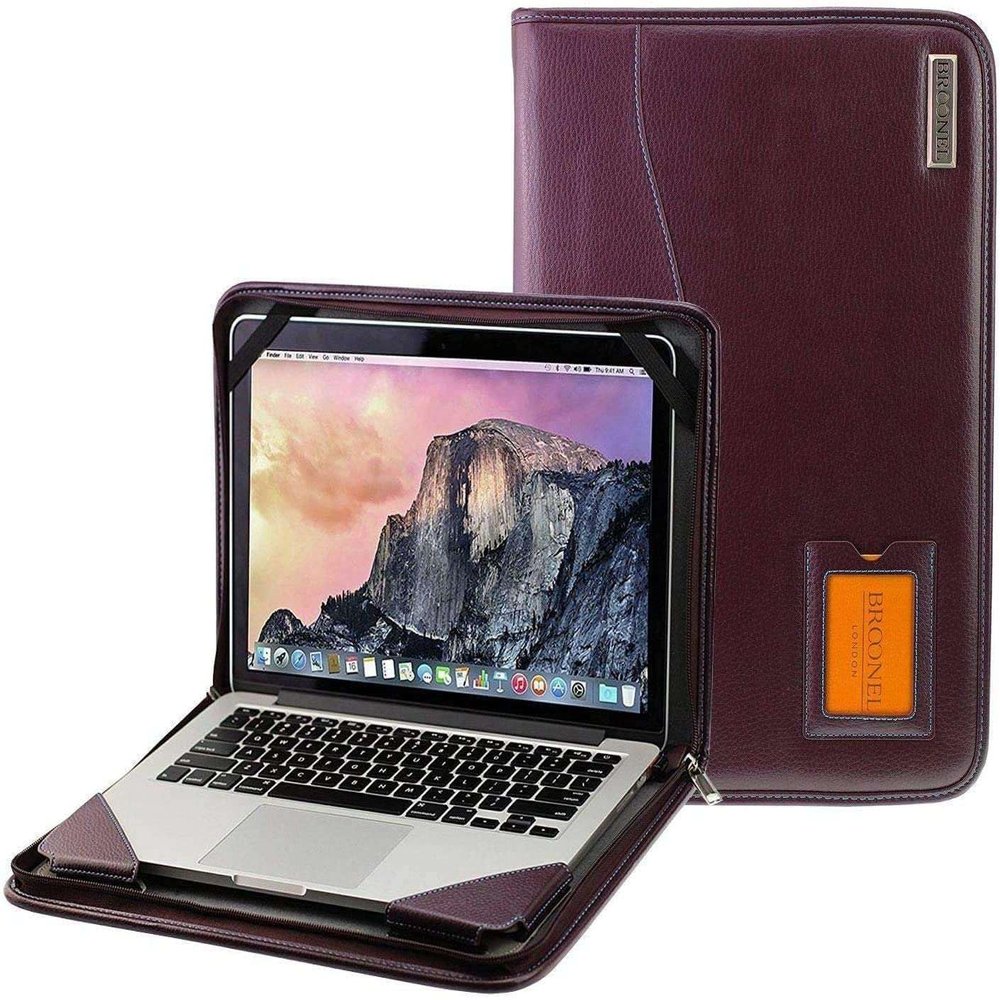 Broonel - Contour Series - Purple Heavy Duty Leather Protective Case - Compatible with HP ProBook x360 435 G8 13.3"