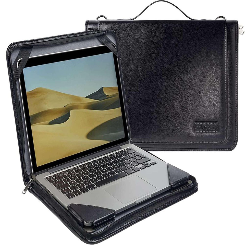 Broonel Black Leather Laptop Messenger Case - Compatible with Dell Chromebook 3120 Black 11.6"