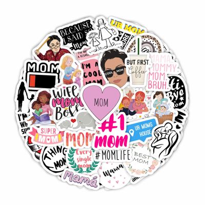 BulbaCraft 100 Pcs Funny Mom Stickers for Water Bottles - Mama Sticker, Funny Gifts for Mom, Mother Decals, Mothers Day Laptop Decals, Gifts for Women & Men