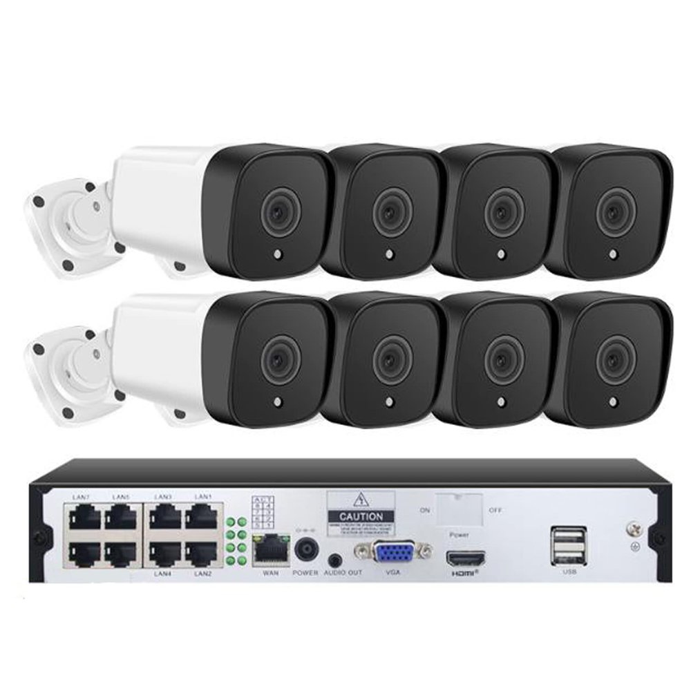 4K HD Outdoor 8CH POE Cameras Security System, Weatherproof 8MP Home Surveillance NVR Kit with Two Way Audio, Motion Detection, Night Vision, Remote Monitoring (8)