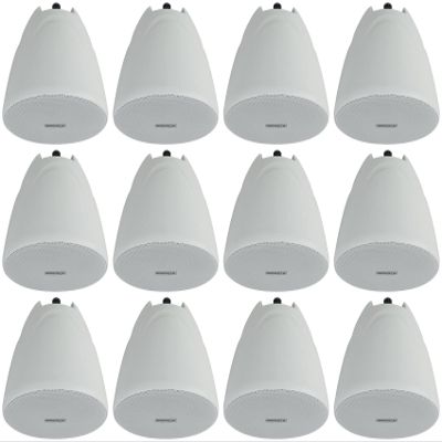 Rockville PEN-40T White 4 Inch 70V / 100V Hanging Pendant Speaker, 8 Ohm Option, Clear Audio, Easy Install, Durable Build, for Restaurants/Cafes, 12 Piece