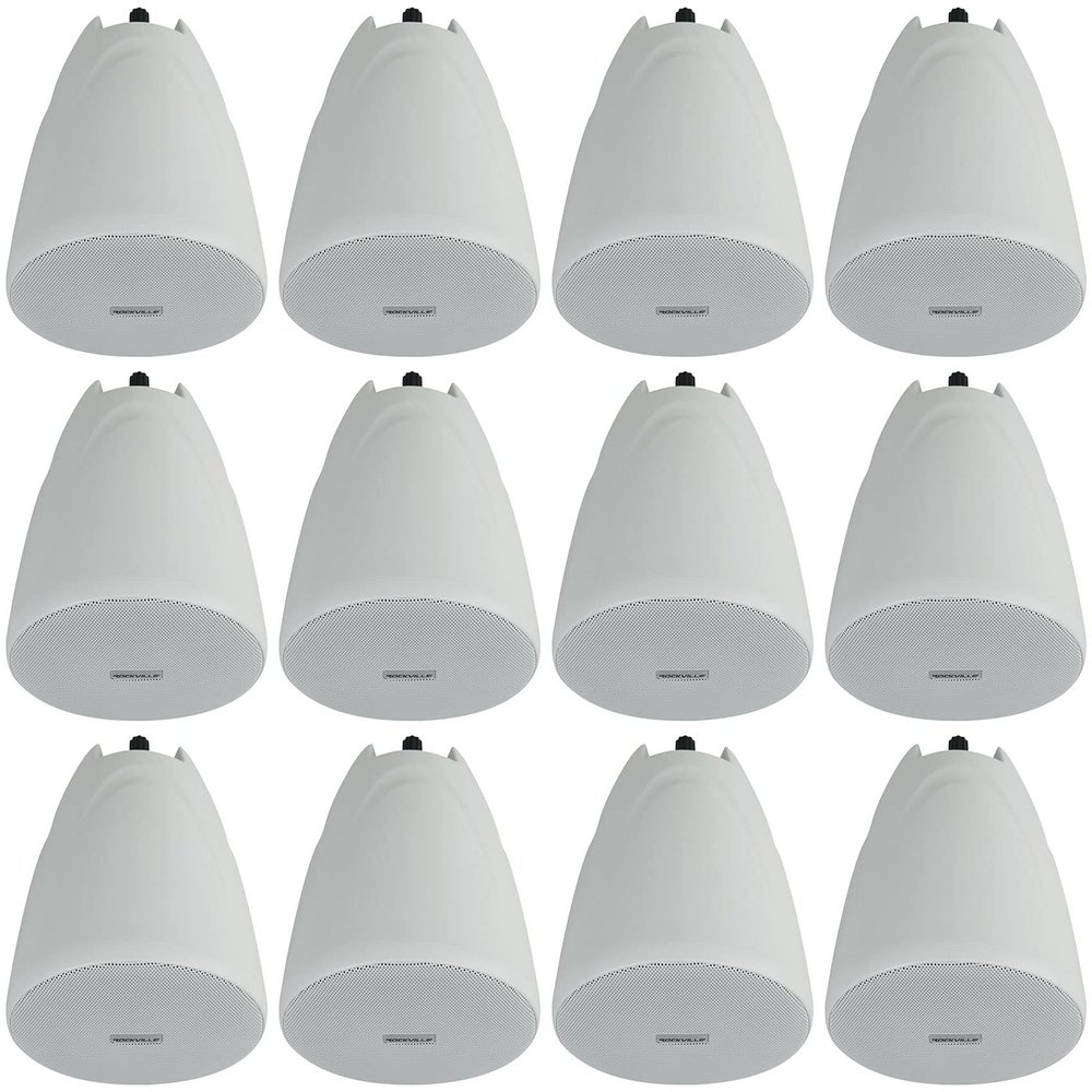 Rockville PEN-40T White 4 Inch 70V / 100V Hanging Pendant Speaker, 8 Ohm Option, Clear Audio, Easy Install, Durable Build, for Restaurants/Cafes, 12 Piece