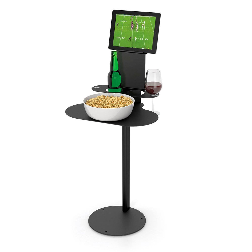 Global Industrial Indoor-Outdoor SideBar Table with Tablet Holder, 27-1/2"H, Aluminum, Black