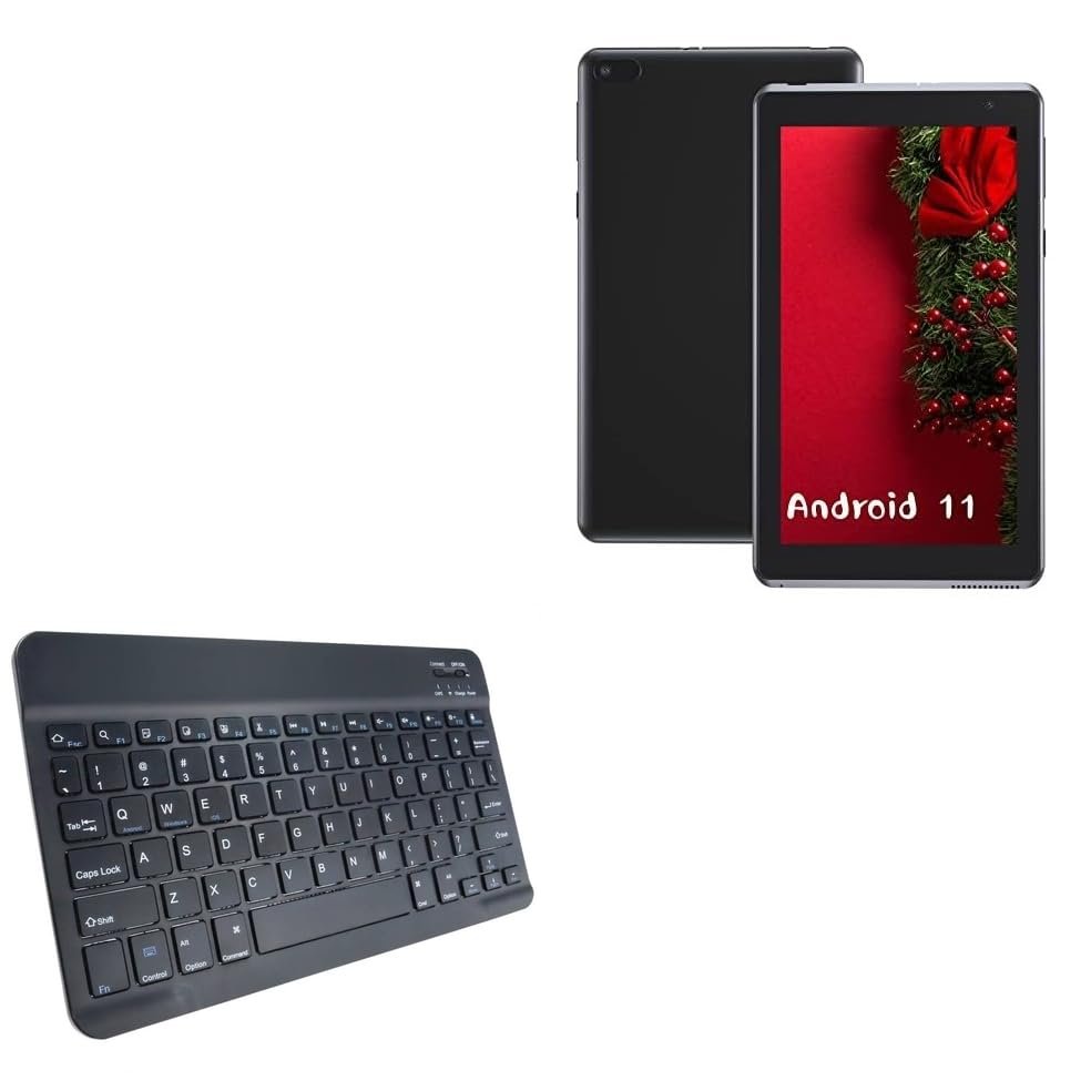 BoxWave Keyboard Compatible with BYANDBY Android 11.0 Tablet BYQ2 (7 in) - SlimKeys Bluetooth Keyboard, Portable Thin with Chiclet-Style Keys - Jet Black