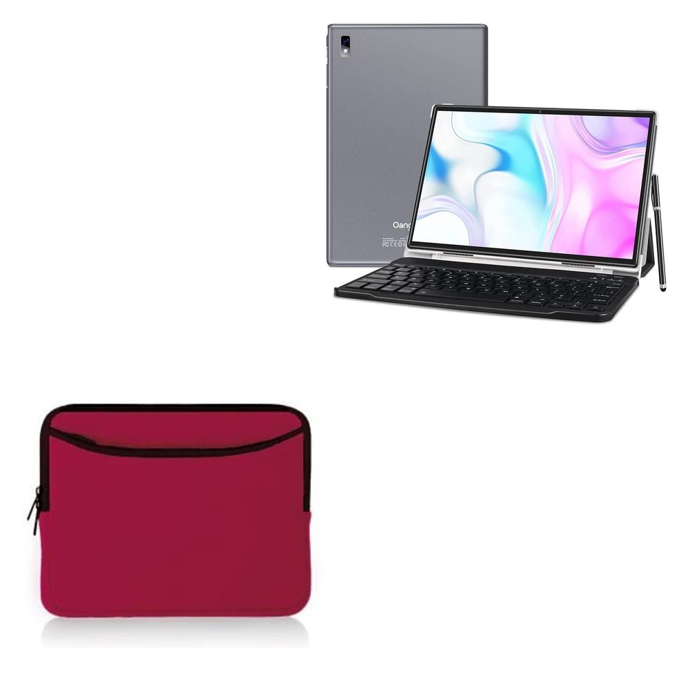 BoxWave Case Compatible with Oangcc Android 10 Tablet Tab_A6 (10.1 in) - SoftSuit with Pocket, Soft Pouch Neoprene Cover Sleeve Zipper Pocket - Crimson Red