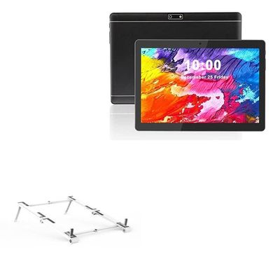 BoxWave Stand and Mount Compatible with Veidoo Android Tablet T12 (10 in) - Pocket Aluminum Stand 3-in-1, Portable Multi Angle Viewing Riser - Metallic Silver