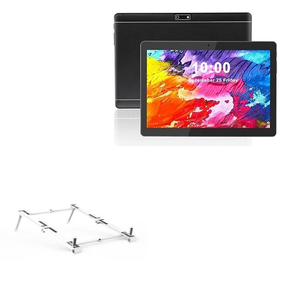BoxWave Stand and Mount Compatible with Veidoo Android Tablet T12 (10 in) - Pocket Aluminum Stand 3-in-1, Portable Multi Angle Viewing Riser - Metallic Silver