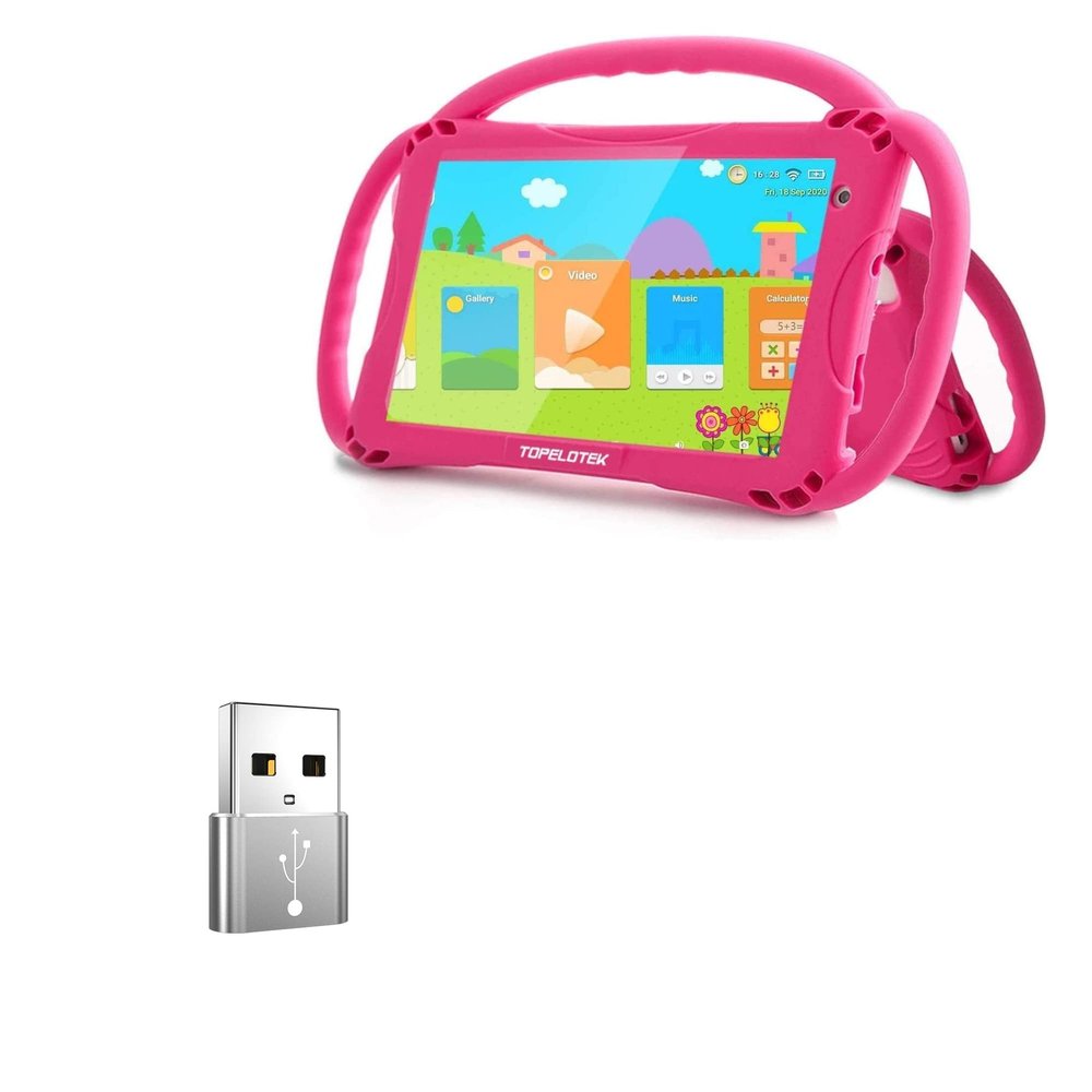 BoxWave Adapter Compatible with TOPELOTEK Kids Tablet KIDS708 (7 in) - USB-A to C PortChanger (5-Pack), Type-C OTG Convert Charging Data Adapter - Metallic Silver