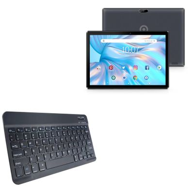 BoxWave Keyboard Compatible with VASOUN Android 11 Tablet VS-US-M30 (10 in) - SlimKeys Bluetooth Keyboard, Portable Thin with Chiclet-Style Keys - Jet Black