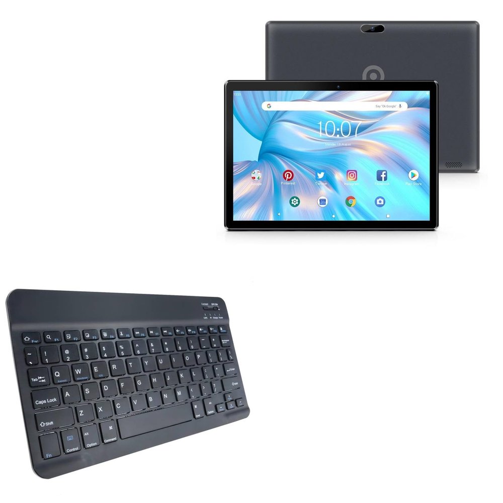 BoxWave Keyboard Compatible with VASOUN Android 11 Tablet VS-US-M30 (10 in) - SlimKeys Bluetooth Keyboard, Portable Thin with Chiclet-Style Keys - Jet Black