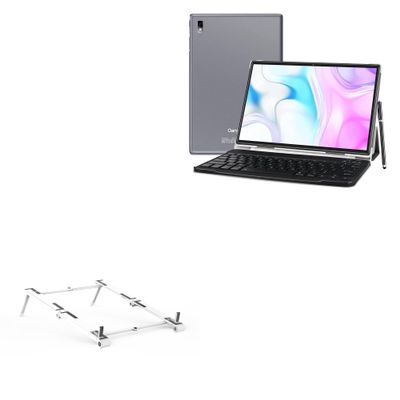 BoxWave Stand and Mount Compatible with Oangcc Android 10 Tablet Tab_A6 (10.1 in) - Pocket Aluminum Stand 3-in-1, Portable Multi Angle Viewing Riser - Metallic Silver
