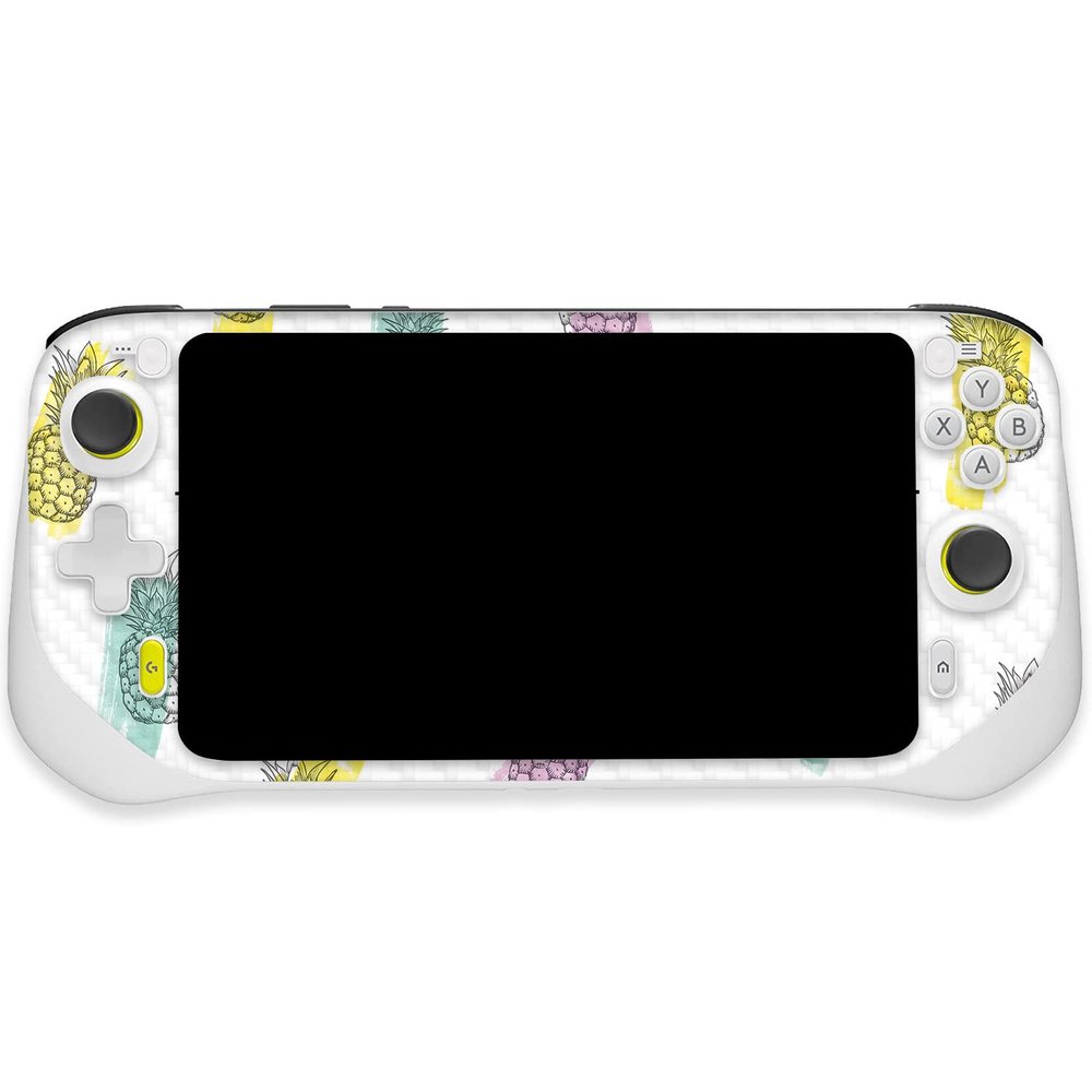 MightySkins Carbon Fiber Skin Compatible with Logitech G Cloud Gaming Handheld - Funky Pineapples | Protective, Durable Textured Carbon Fiber Finish | Easy to Apply | Made in The USA
