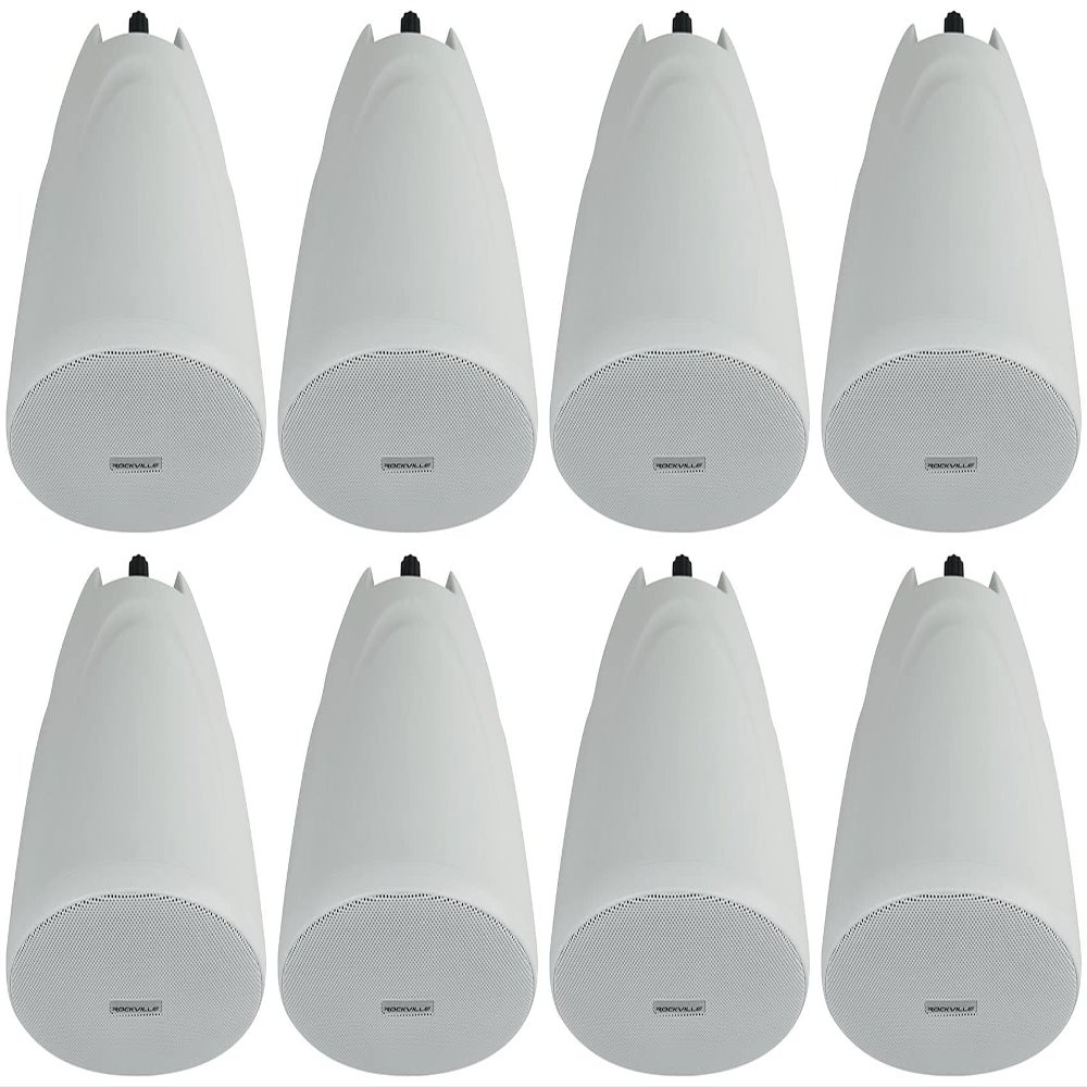 Rockville 8 PEN-40T White 4" 70V Hanging Pendant Speakers Commercial/Restaurant