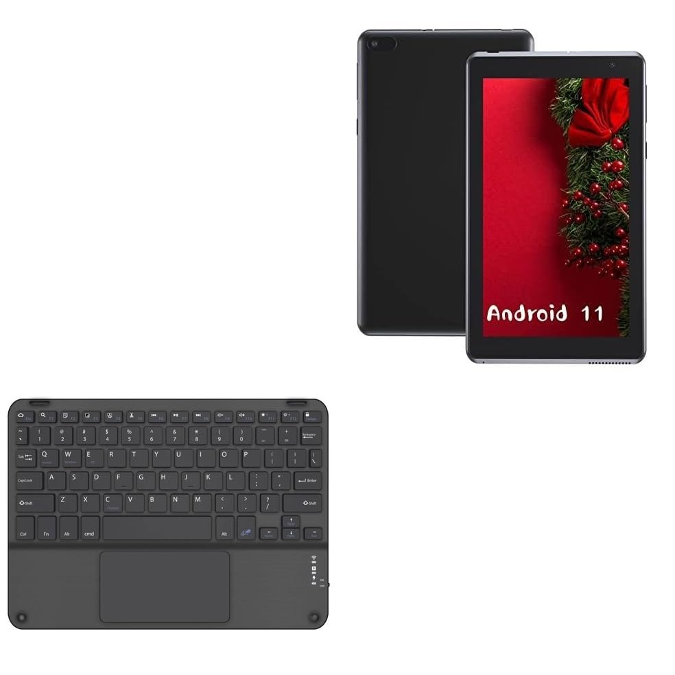 BoxWave Keyboard Compatible with BYANDBY Android 11.0 Tablet BYQ2 (7 in) - SlimKeys Bluetooth Keyboard with Trackpad, Portable Slim TouchPad - Jet Black
