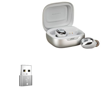 BoxWave Adapter Compatible with JBL Live Free 2 TWS - USB-A to C PortChanger (5-Pack), Type-C OTG Convert Charging Data Adapter - Metallic Silver
