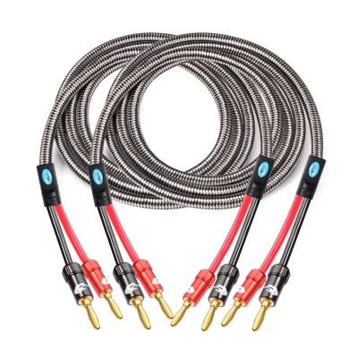 Artemisia Audiophile Speaker Cable with Banana Plug Compatible with AMP Home Theater Surround Sound System Gold Plated Banana Audio Cable 1M 2M 3M 5M (Color : A Pair (White), Size : 1meter)