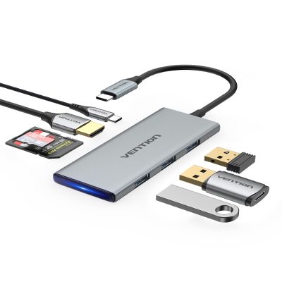 VENTION USB C Hub for MacBook Pro, 7 in 1 USB C Multiport Adapter with 4k HDMI 100W PD USB 3.0 Ports SD/TF, USB C Dock Compatible with MacBook Air/Pro, iPad Pro, Surface, Dell XPS and More